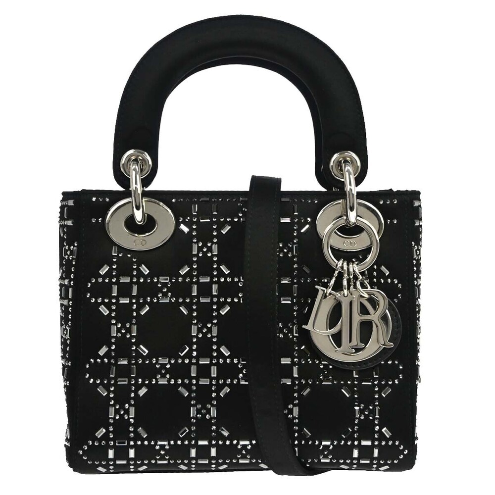 Christian Dior Lady Dior Black Satin and Bead Embroidery